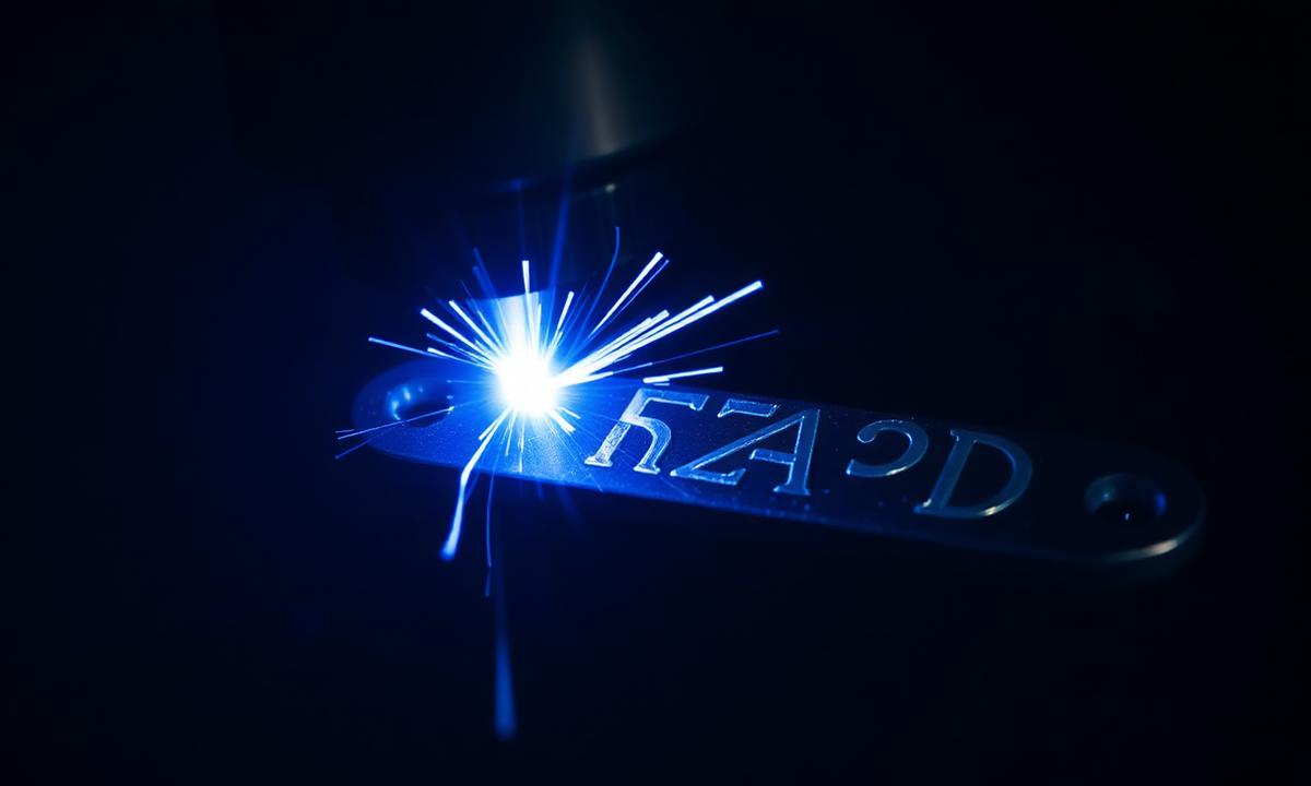 Laser engraver etching a metal piece